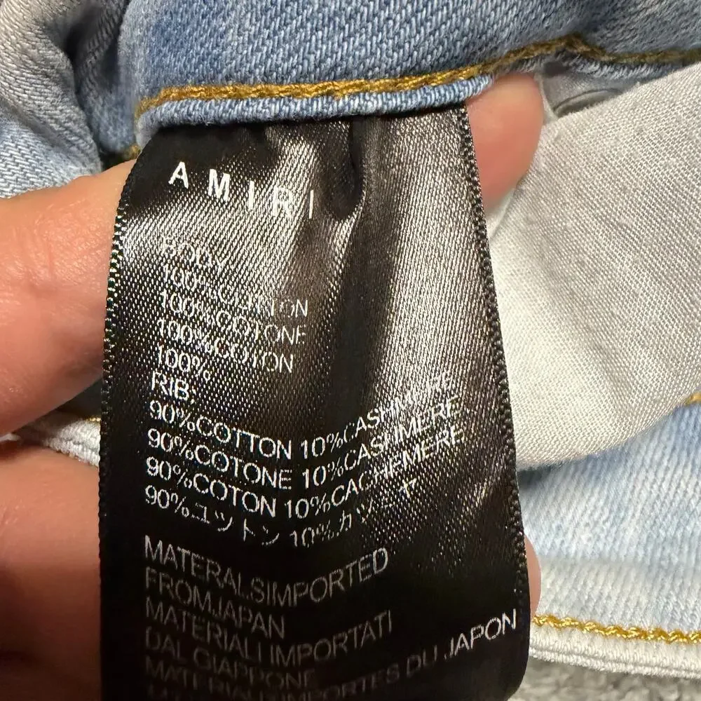 AMIRI Jeans Mens 31 x29 Tie-Dye Distressed Star Patch Denim Jeans Skinny